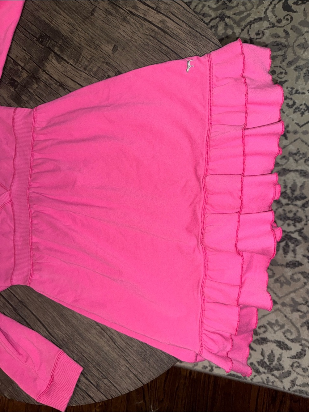 PINK Victoria's Secret Vintage Hot Pink Hooded Ruffle Dress size large - Picture 3 of 8